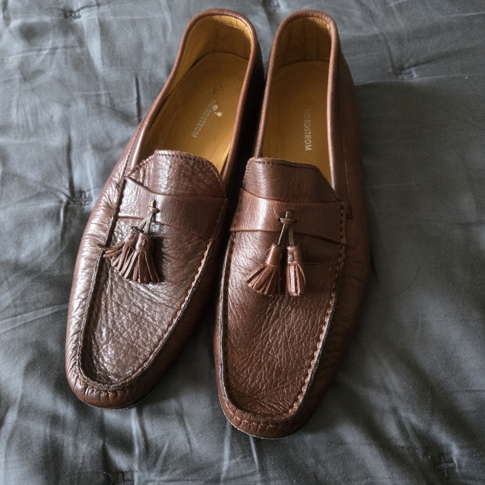 Nordstrom Brown Leather Tassel Loafers Sz 9
